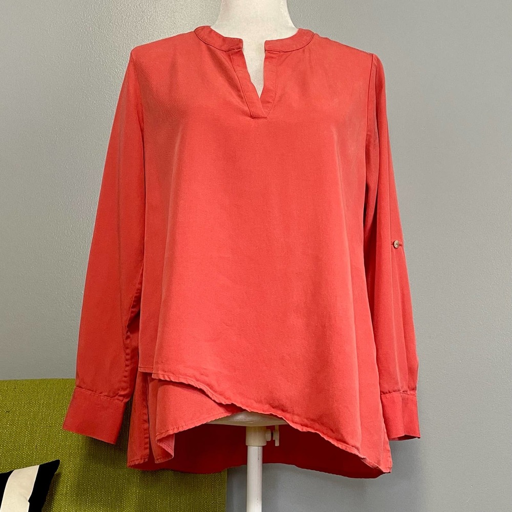Soft Surroundings Timeless Orange Tencel Tunic Top PS Petite